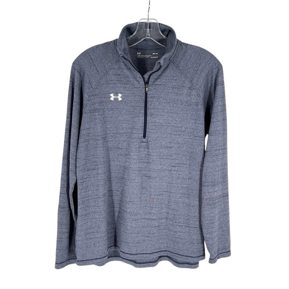 Under Armour Shirt Mens Size Medium Heather Blue 1/4 Zip Loose Fit HeatGear - Picture 1 of 7